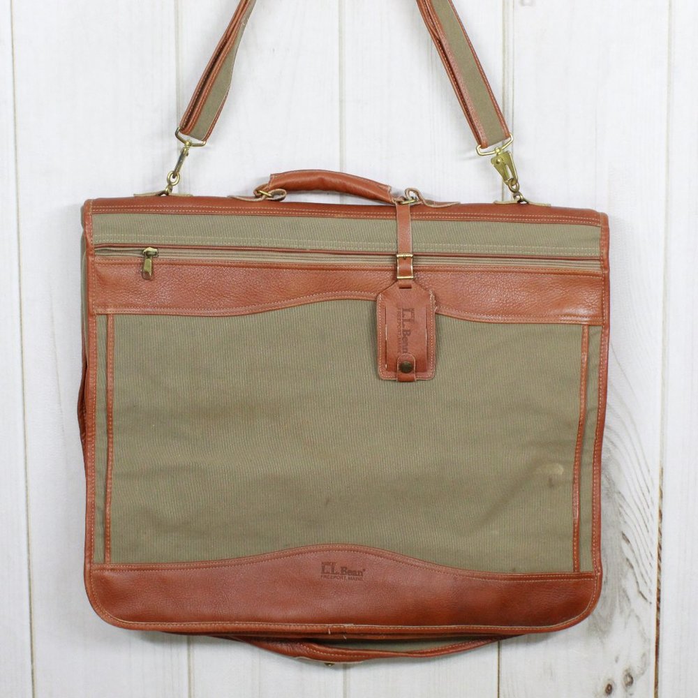 LL BEAN Brown Canvas Garment Travel Bag - Picture 2 of 12